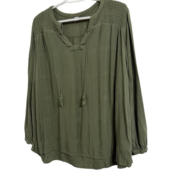 Old Navy Green Women’s Size Large Blouse Long Sleeve Shirt Top Business - Picture 2 of 5